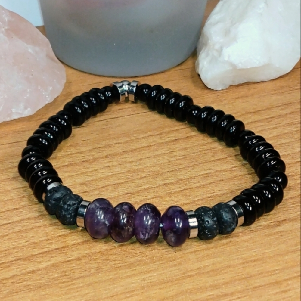 Amethyst Aromatherapy Beaded Bracelet.